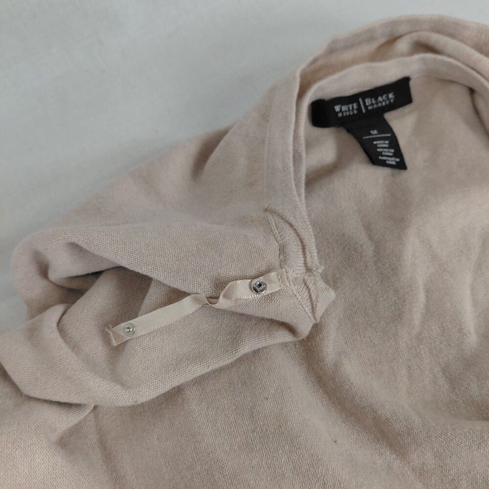 White House Black Market boat neck jeweled 3/4 sleeve sweater SZ M - Picture 7 of 9